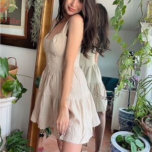 Forever 21 Tan Linen Mini Dress